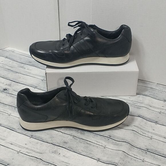 VINCE  Black Pace Leather Trainer SZ 12M - Picture 2 of 11